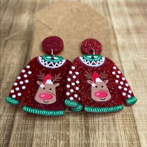 Festive Reindeer Sweater Earrings